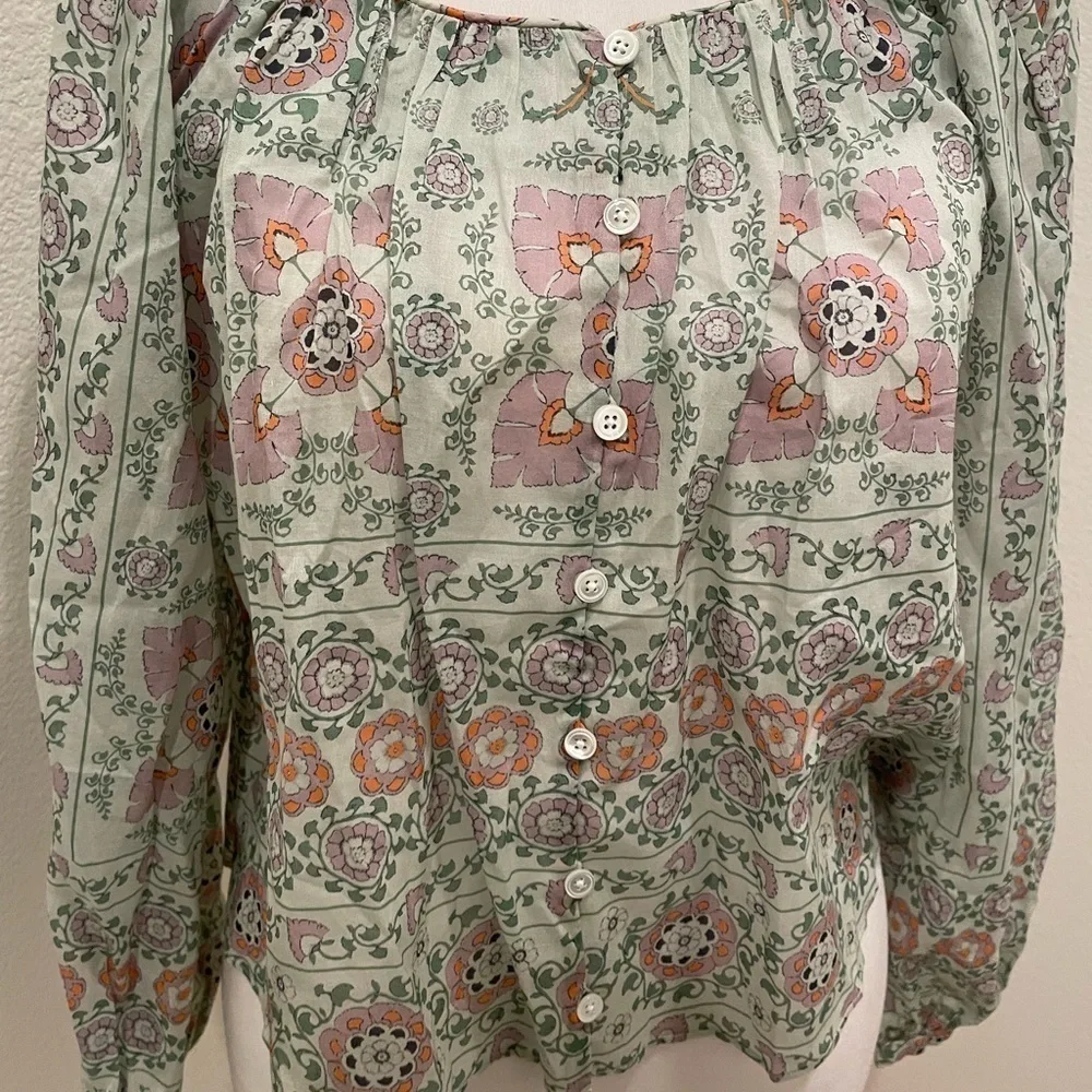 NWT Womens Joie Damarre Long Sleeve COTTON TOP IN GREEN size XXS​​​​​​​ - Picture 5 of 9